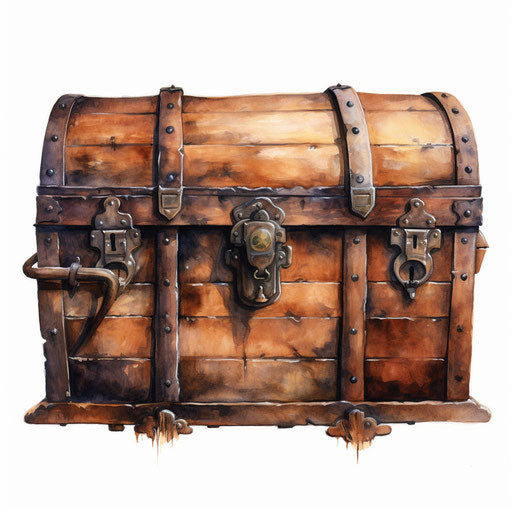 Chest illustration in the style of Oil painting, on white background