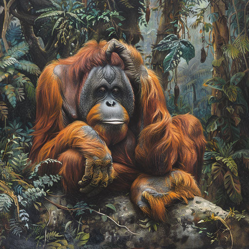 Tapanuli orangutan in a thoughtful pose