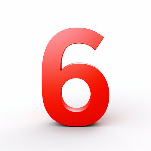 Number 6 Minimalist clipart on white background