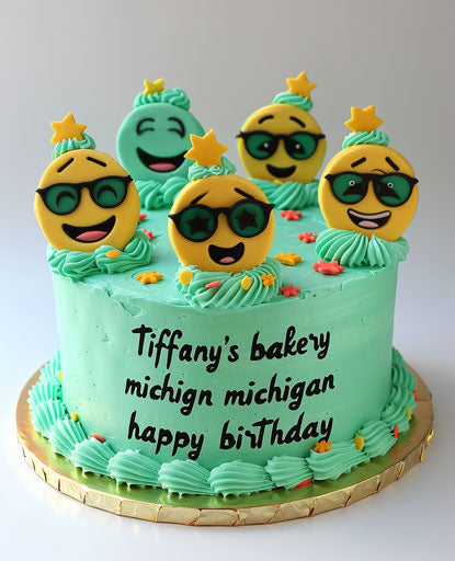 Emoji cake with sunglasses and smiley faces