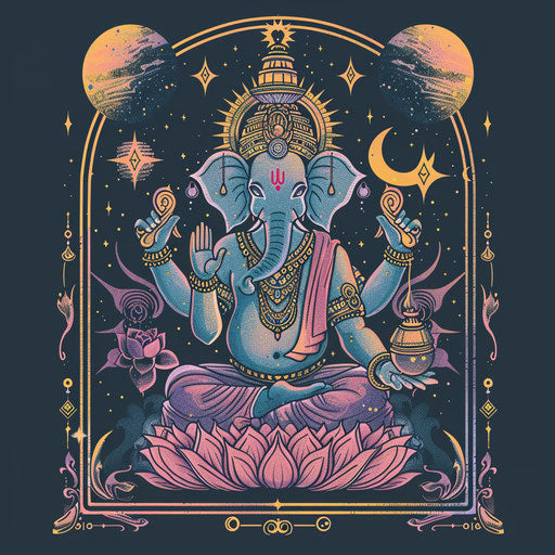 Celestial Ganpati with cosmic background