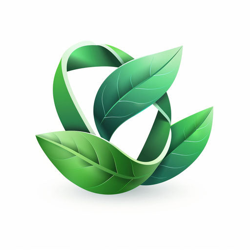 3D logo with green leaf motifs and eco-friendly colors, on a clean white background