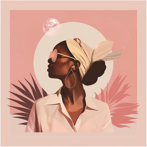 Chic, fashion-forward logo for a clothing brand with a pink background, stylish elements