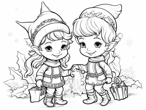 Coloring Pages for Elves, Christmas Coloring Book