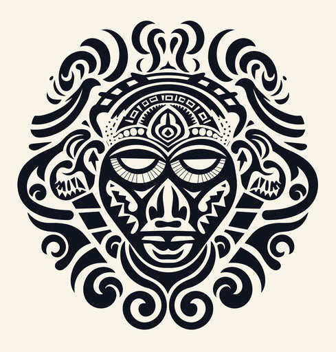 Polynesian tattoo with black tribal pattern