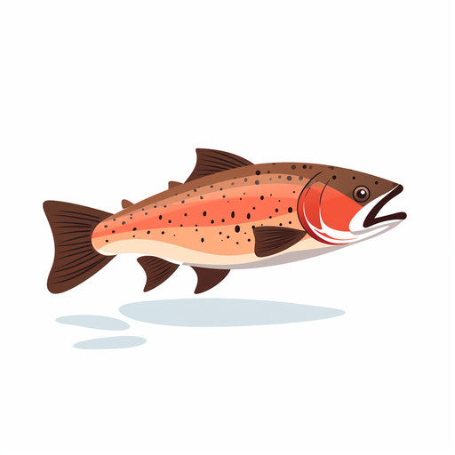 Minimalist style illustration of trout on white background