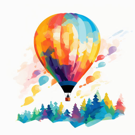 Balloon clipart in the style of Impressionistic Art, on white background