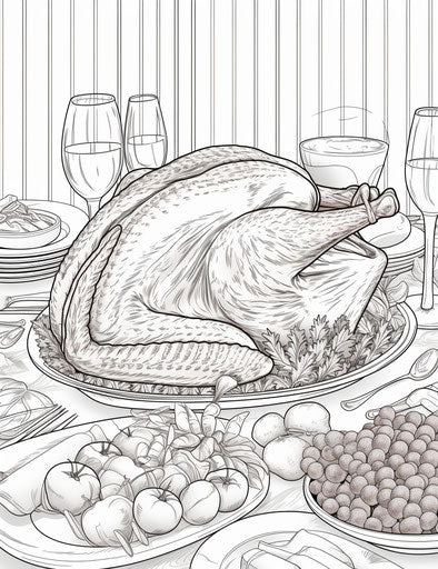 Thanksgiving turkey coloring page, animated gifs style, miniaturecore 24:31