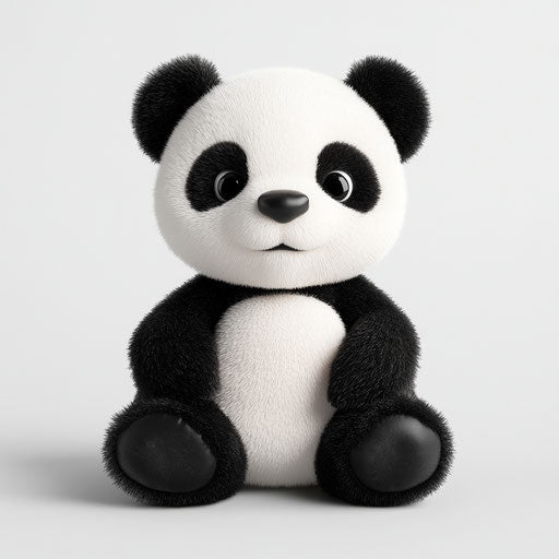 3D Stuffed Animal in photorealistic style with flat white background, isolated clipart