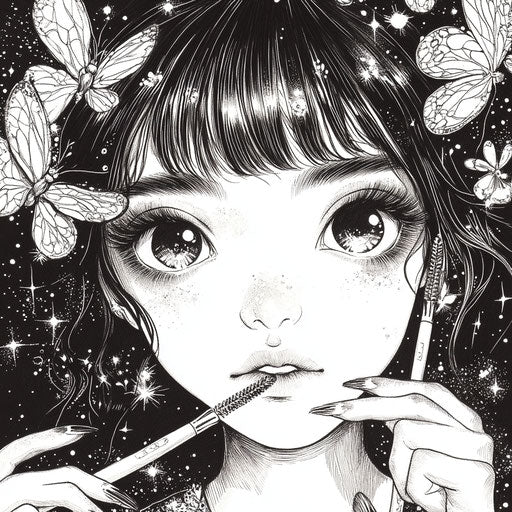 Mystical makeup set with glowing magical elements