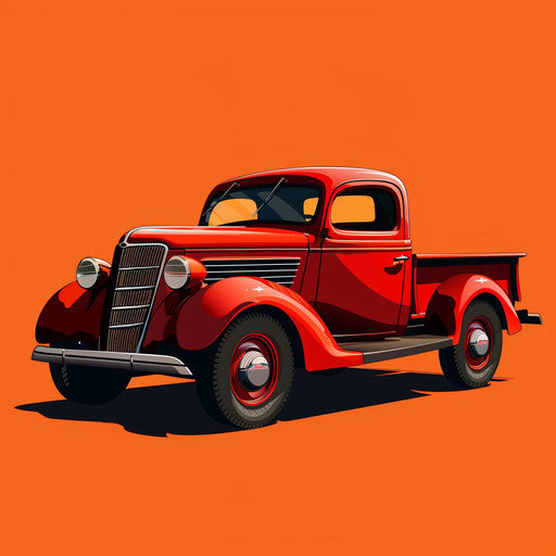 Realistic vehicle on flat sunset orange background