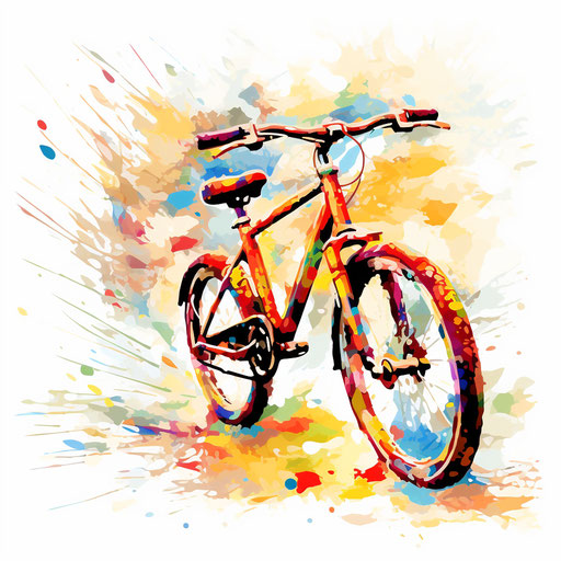 Bike illustration in the style of Impressionistic Art, on a white background