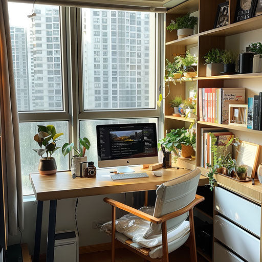 Efficient home office setup in a small apartment