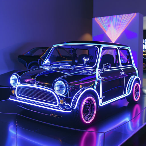 Cyber-enhanced 1980 Mini Cooper with holographic displays