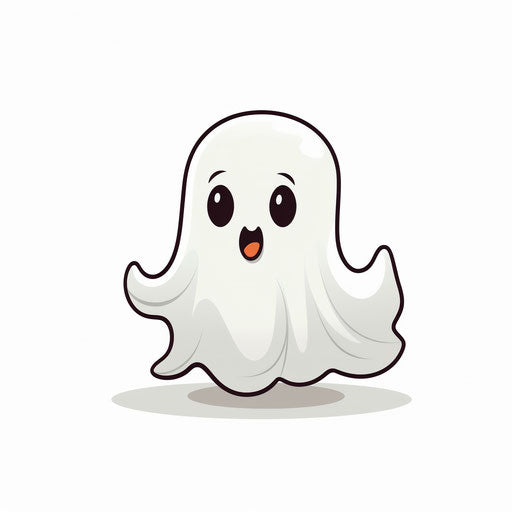 Minimalist ghost illustration on white background