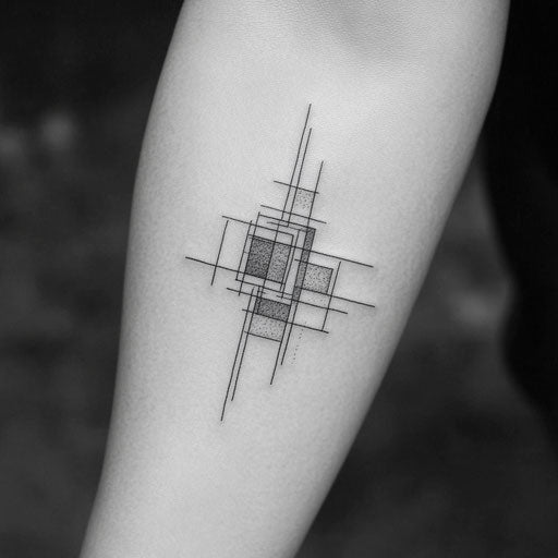 Small arm tattoos with a minimalist geometric design