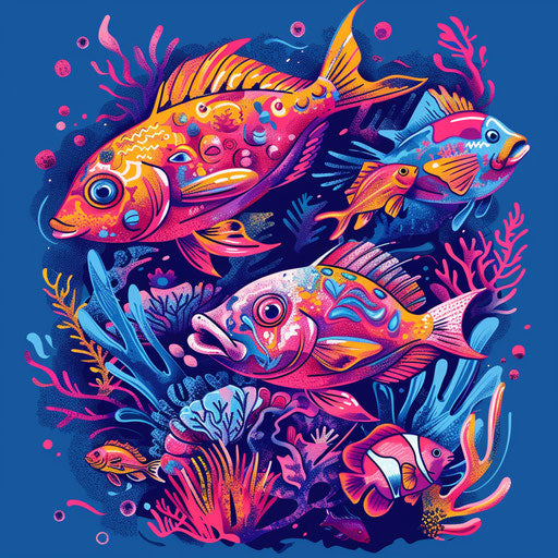 Tropical fish swimming in coral reefs