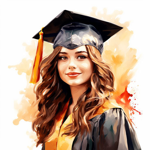 Graduation clip in Oil painting style on white background