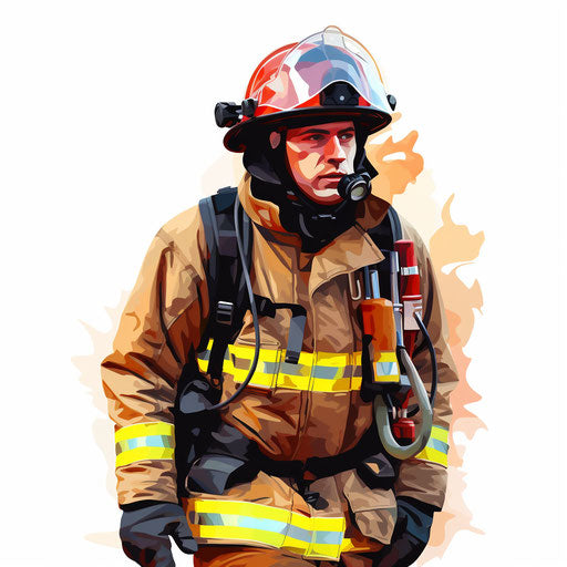 Firefighter illustration in the style of pastel colors art