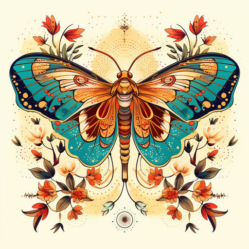 Adult coloring page moth, stylistic nature scenes, whimsical illustration, cosmic symbolism, expressive linework, joyful celebration of nature