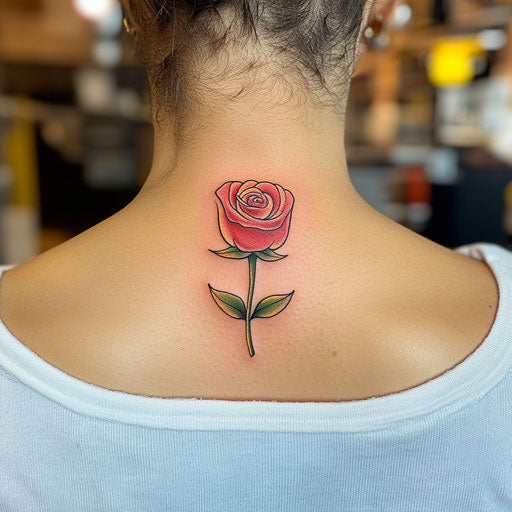 Rose Neck Tattoo Detailed Tattoo Designs
