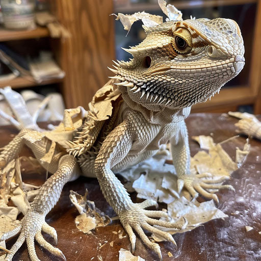 A bearded dragon shedding its skin
