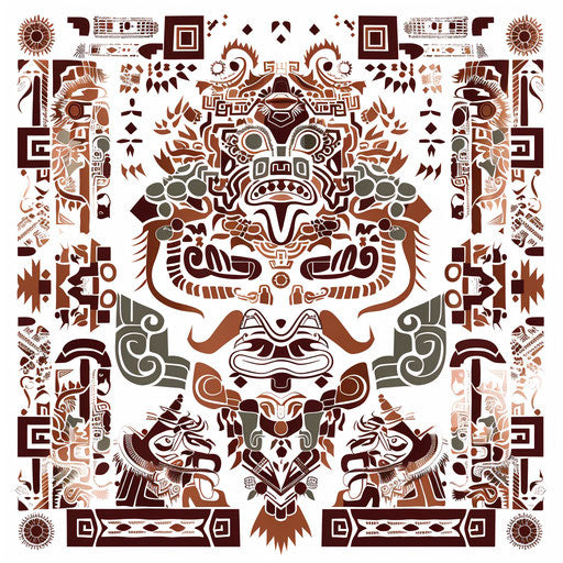 Traditional Mayan textile pattern tattoo, authentic earth tones