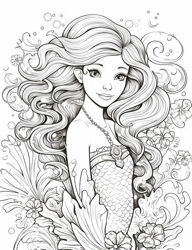 Mermaid coloring pages for kids free printable, captivating 24:31