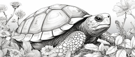 Turtle coloring page by Dover International, wildlife photography style, white and bronze, tranquil gardenscapes, eastern brushwork 7:3