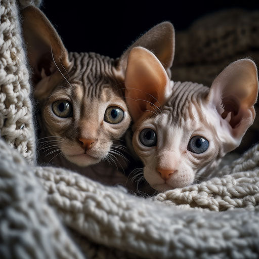 Cornish rex cat kittens playing