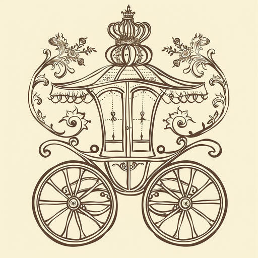 Flat tattoo sketch of a wedding carriage in a classic clipart style