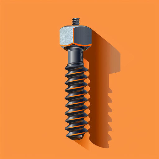 Realistic screw clipart on sunset orange background