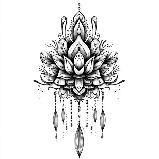 Mandala hand tattoo, Art Nouveau influence with flowing lines