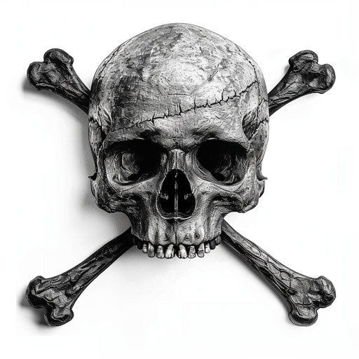 Skull and Crossbones Clipart in Photo Realistic Style with Flat White Background