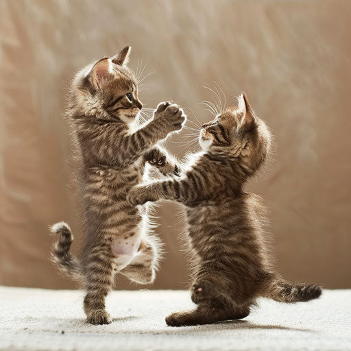 Brown cat kittens playing