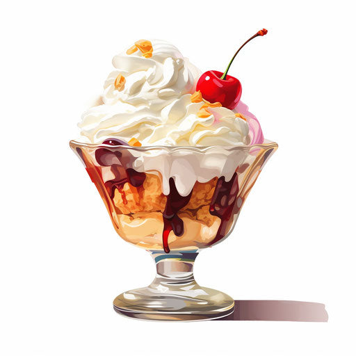Ice cream sundae in the style of oil painting