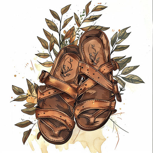Roman sandals tattoo design in realistic style on white