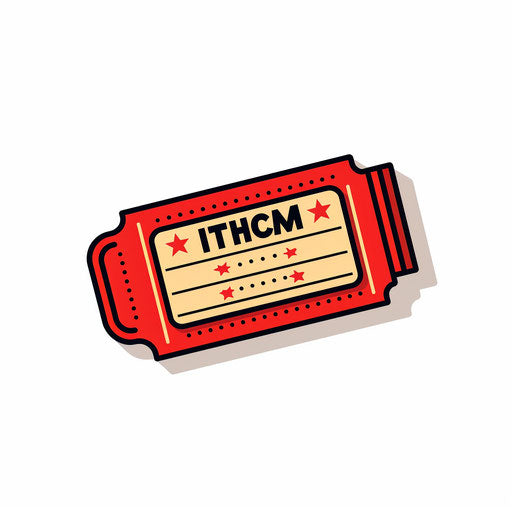 Minimalist movie ticket illustration on white background