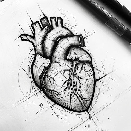 Black heart with optical illusion design for 3D effect