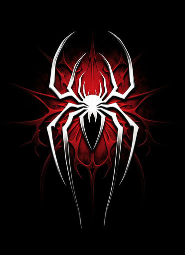 Spider symbol, red and black, creepy style, tattoo, Xbox 360 graphics, metamorphosis, resolution 55:76