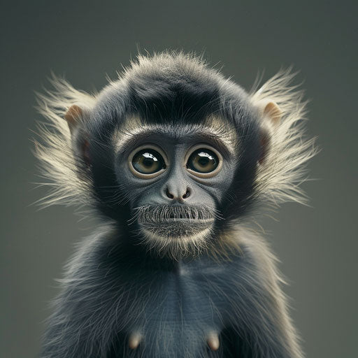 Sweet monkey with curious eyes, in the style of Vincent Munier