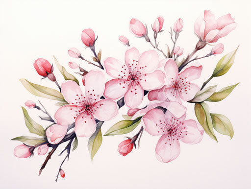 Watercolor pink blossoms painting