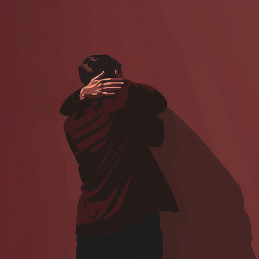 Deep maroon background with realistic hug clipart