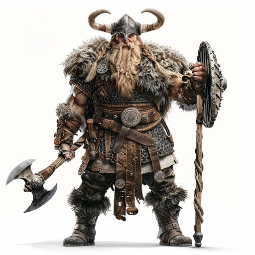 Realistic viking clipart on flat white background