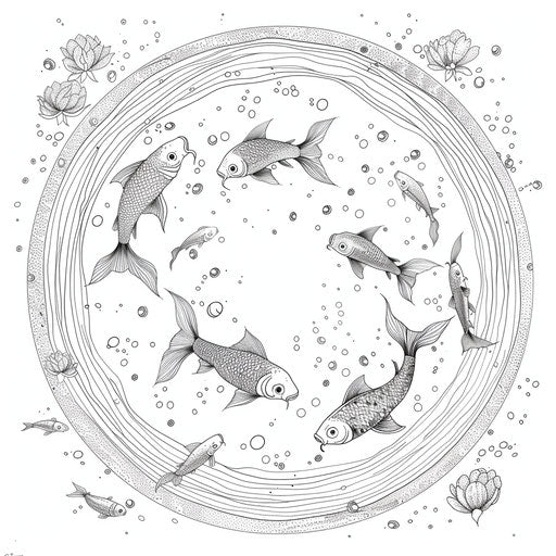 Circular fish in the pond