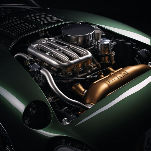 Jaguar e type car with supercharger intakes