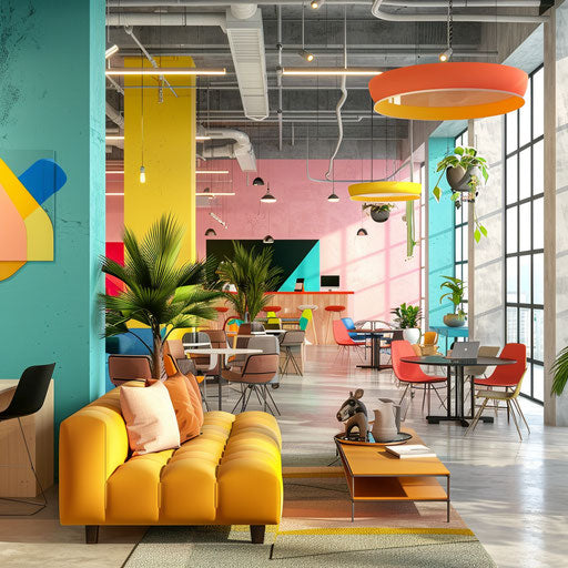 Vibrant and collaborative layout in an office space