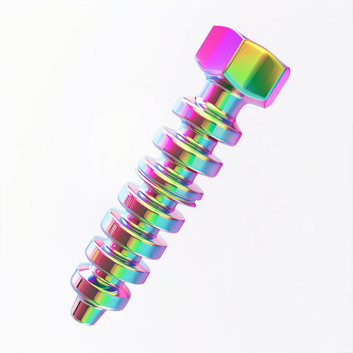 Realistic depiction of a screw on a flat white surface