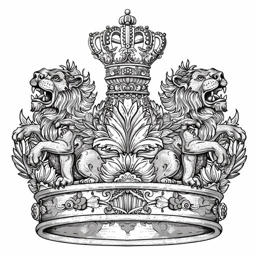 A playful crown with animals like lions and eagles in the design