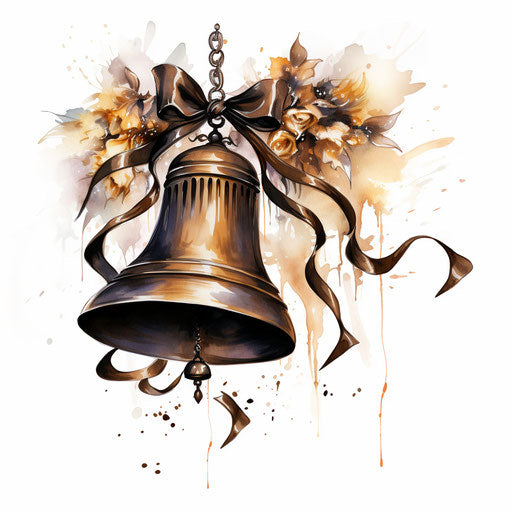 Wedding bells clipart in the style of Chiaroscuro Art, on a white background